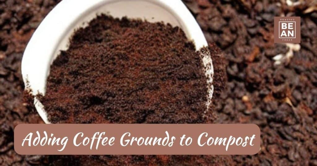 compost with used coffee grounds being added