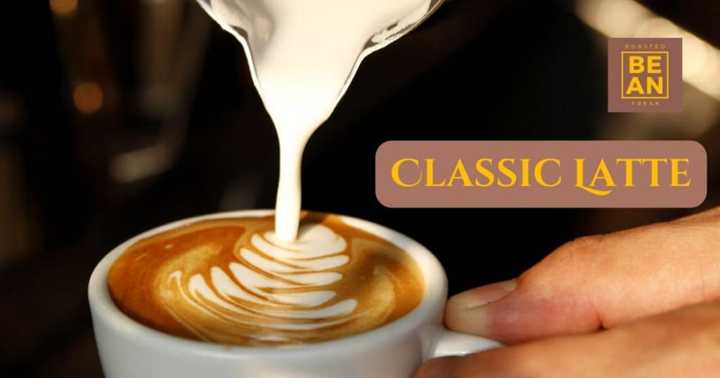Classic Latte with milk being poured in