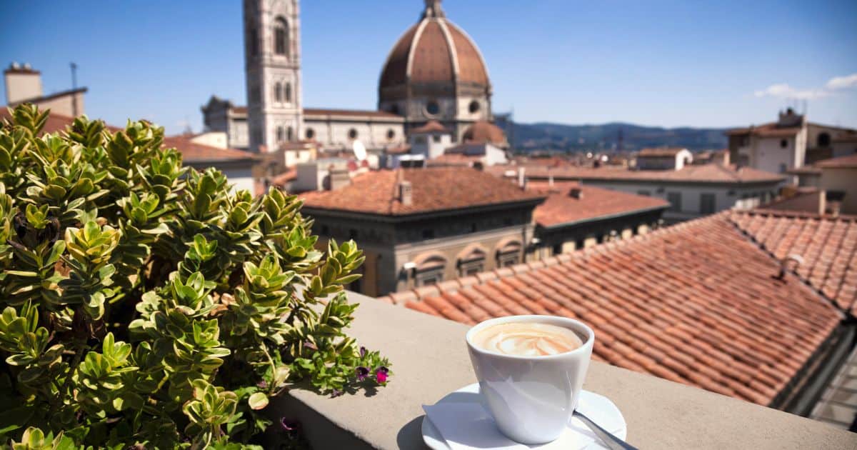 Italian Roast Coffee with view of Italian city