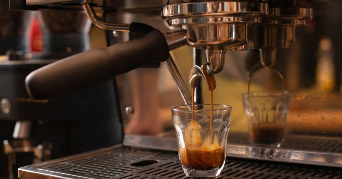 Brewing a double espresso with an espresso machine