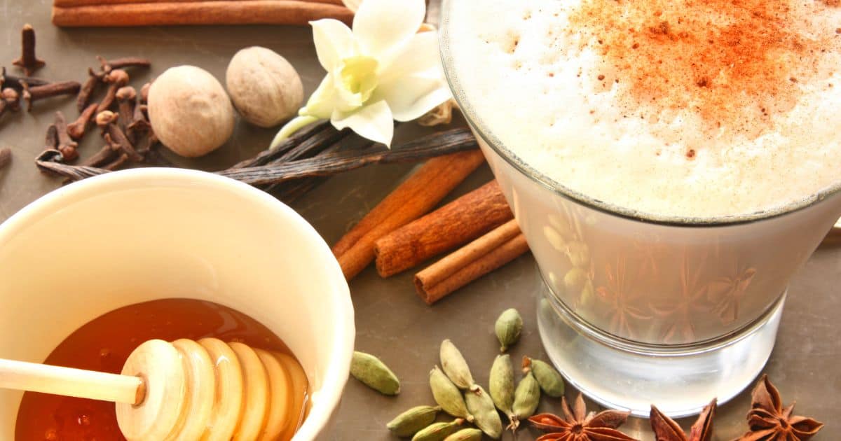 Chai Tea Latte with honey, vanilla and spices