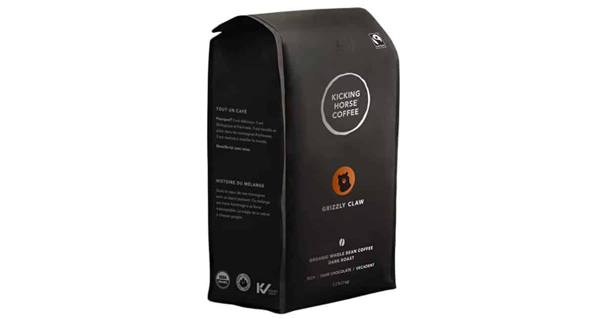 Bag of kicking horse coffee, Grizzly roast coffee