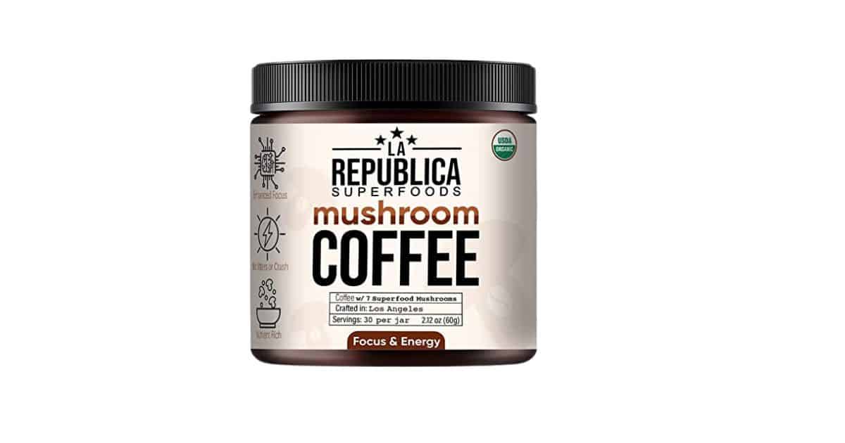 Jar of Ground Mushroom Coffee Powder from La Republica Superfoods