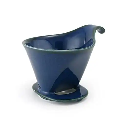 Bee House(R) Pour Over Ceramic Coffee Dripper (filter size #2 or #4) Crafted in Japan - Jeans Blue