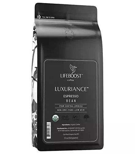 Lifeboost Coffee Espresso Whole Beans Coffee - Low Acid Single Origin USDA Organic Coffee (Espresso Whole Bean 12oz)
